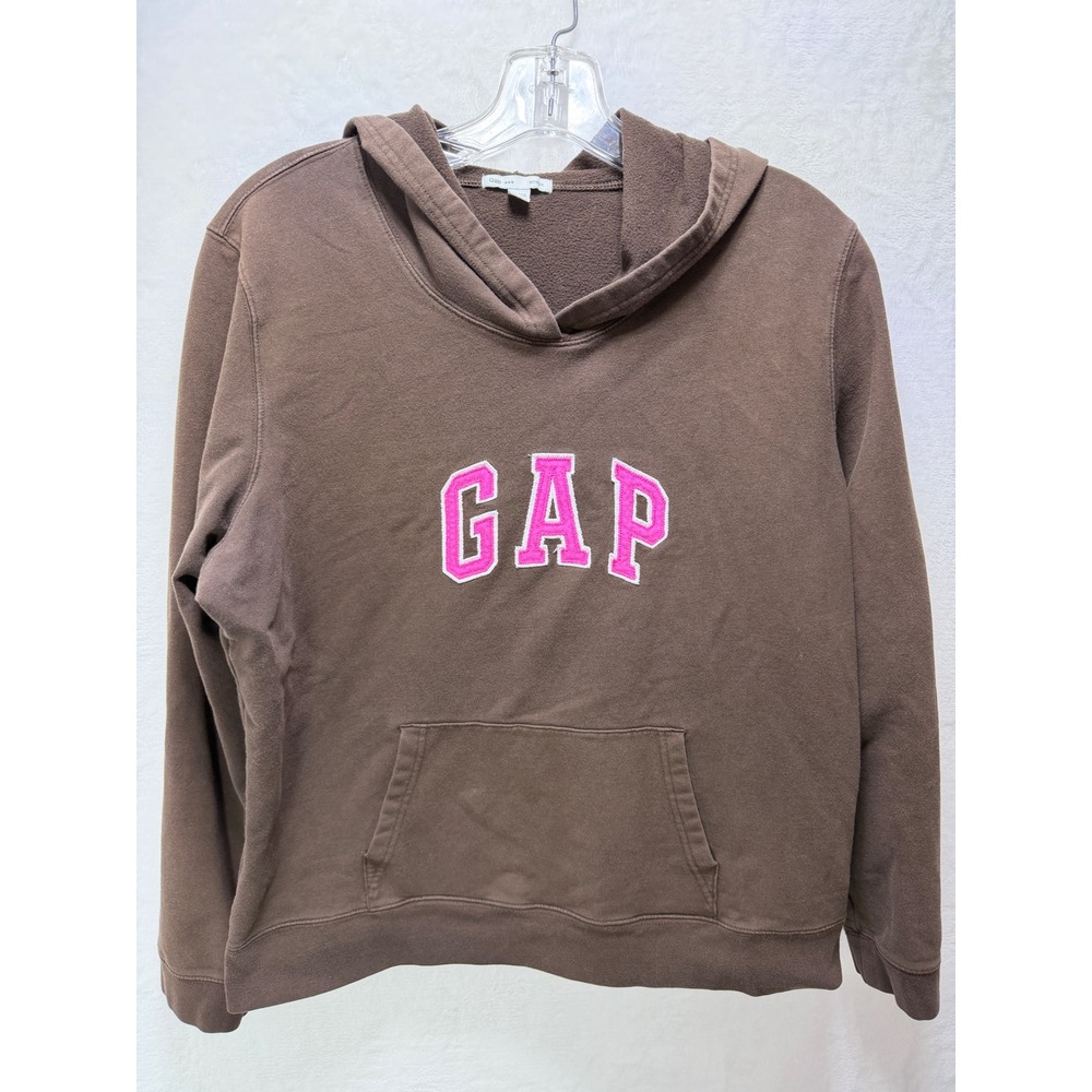 GAP Brown Pullover Hoodie Sweatshirt Women Large Relaxed Fleece Kangaroo Pocket